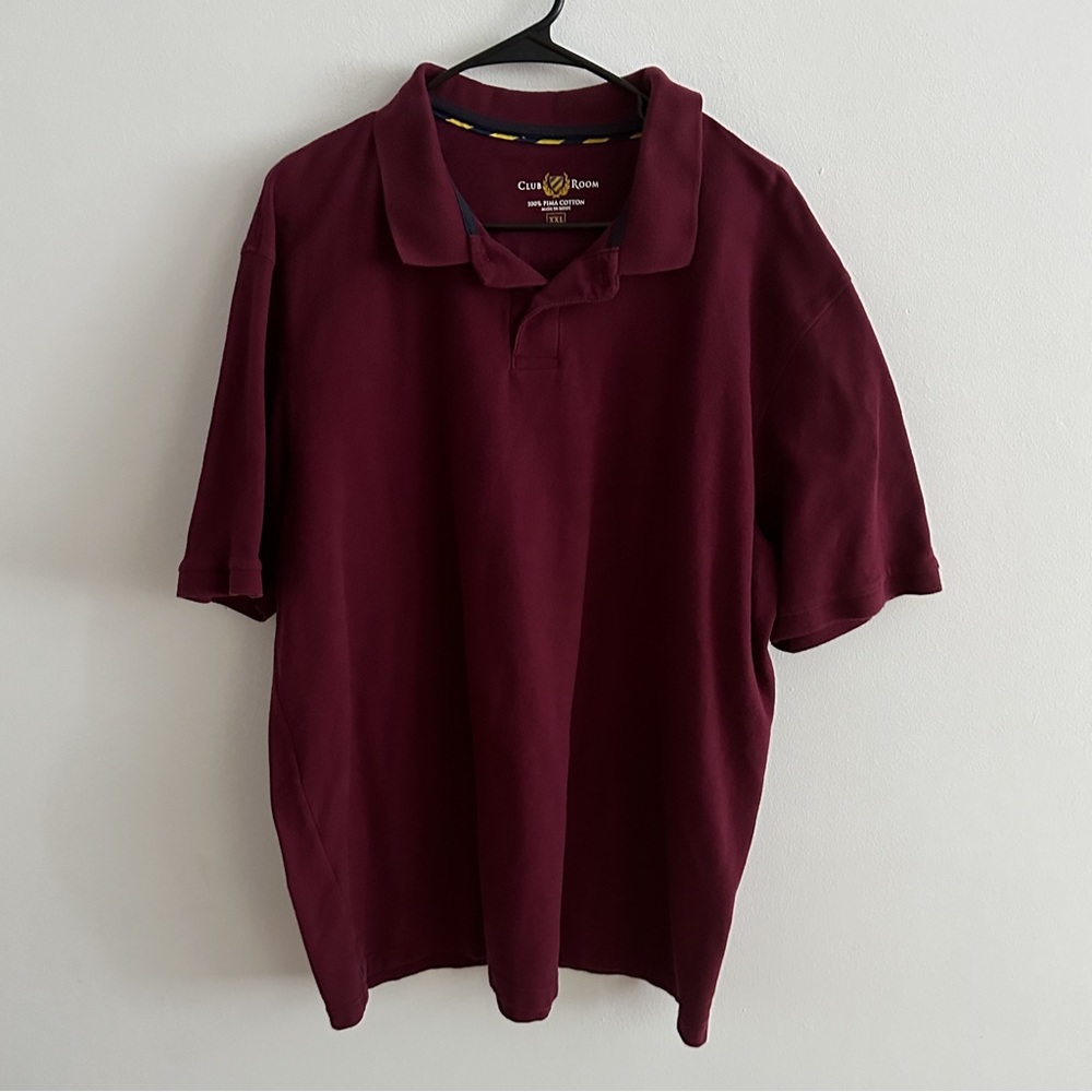 Club Room Size XXL 100% Pima Cotton Maroon Polo